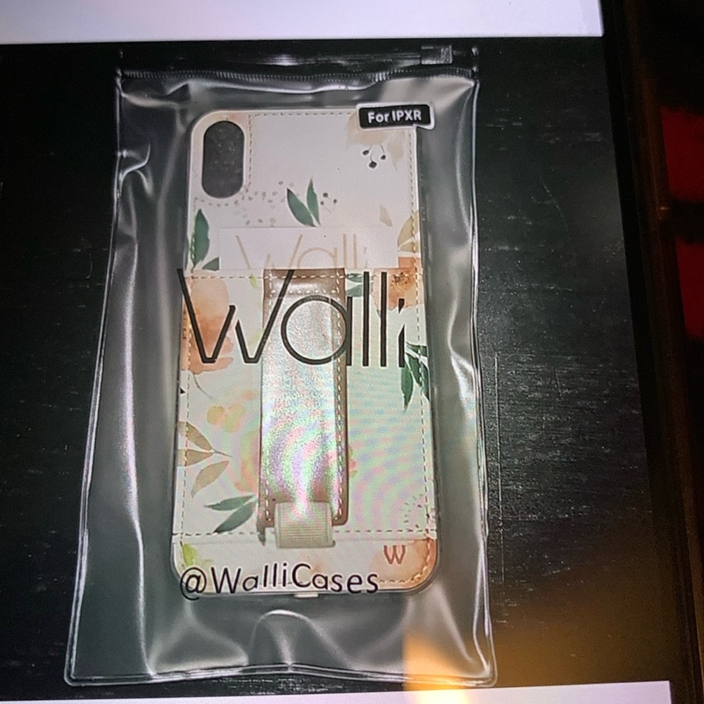 iPhone XR leather floral card holder case